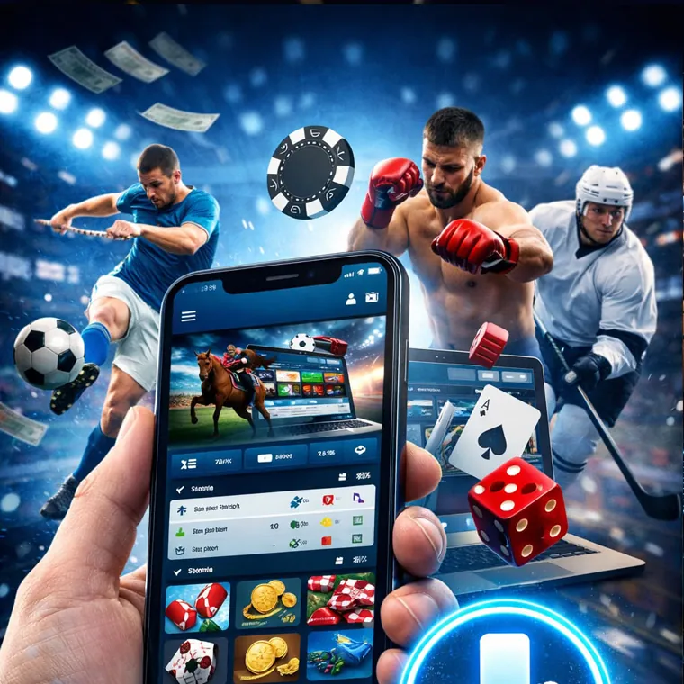 Person registering for an online casino on a mobile phone with credit card and gaming interface